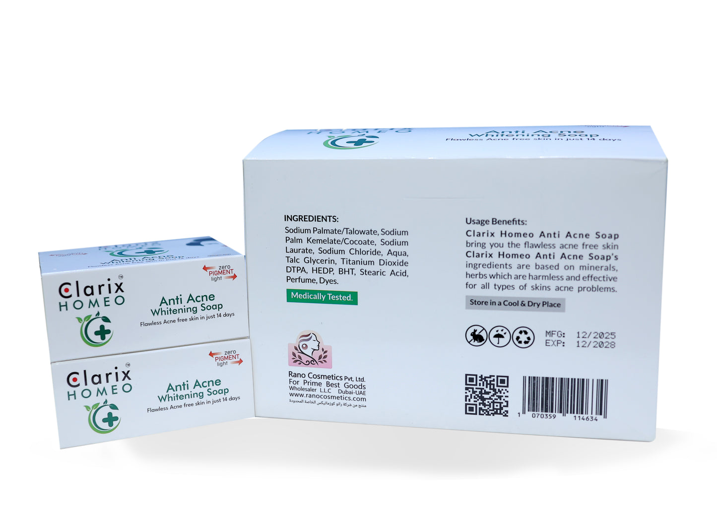 Clarix Homeo Anti-Acne & Whitening Soap – For Flawless, Radiant Skin in 14 Days (85g)