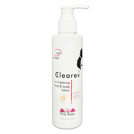 Clearex Pink Rose Skin Brightening Face & Body Lotion with SPF 25 – Glow & Radiance Formula (200ml)